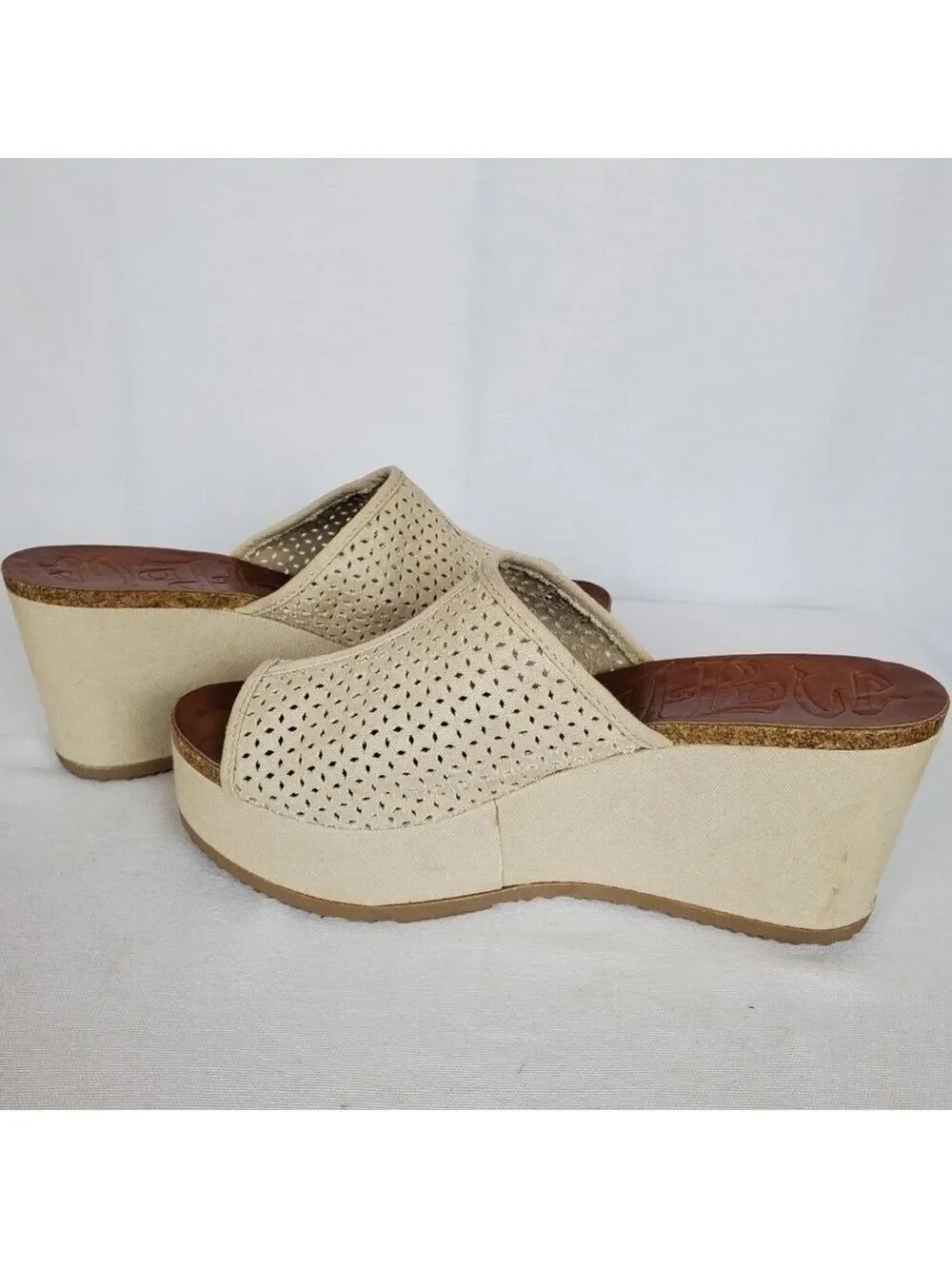 Mad Love Chunky sz 11 platform wedge canvas slide sandals